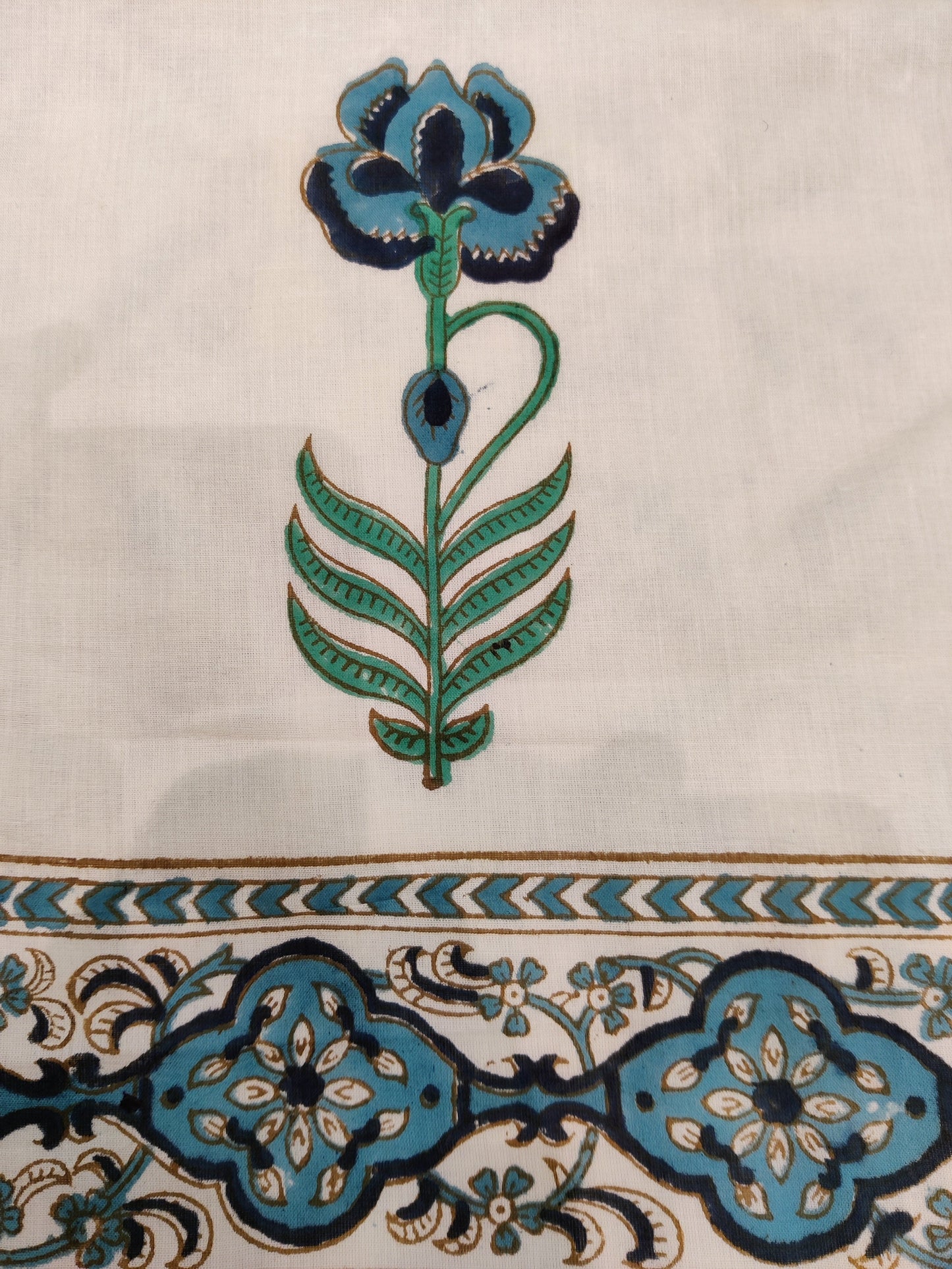 Cotton Blanket - Single Dohar ( 60 x 90 Inches) Dark Blue Palm