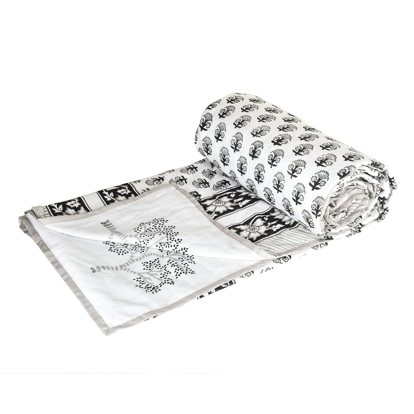 Cotton Blanket - Single Dohar ( 60 x 90 Inches) Grey Tree