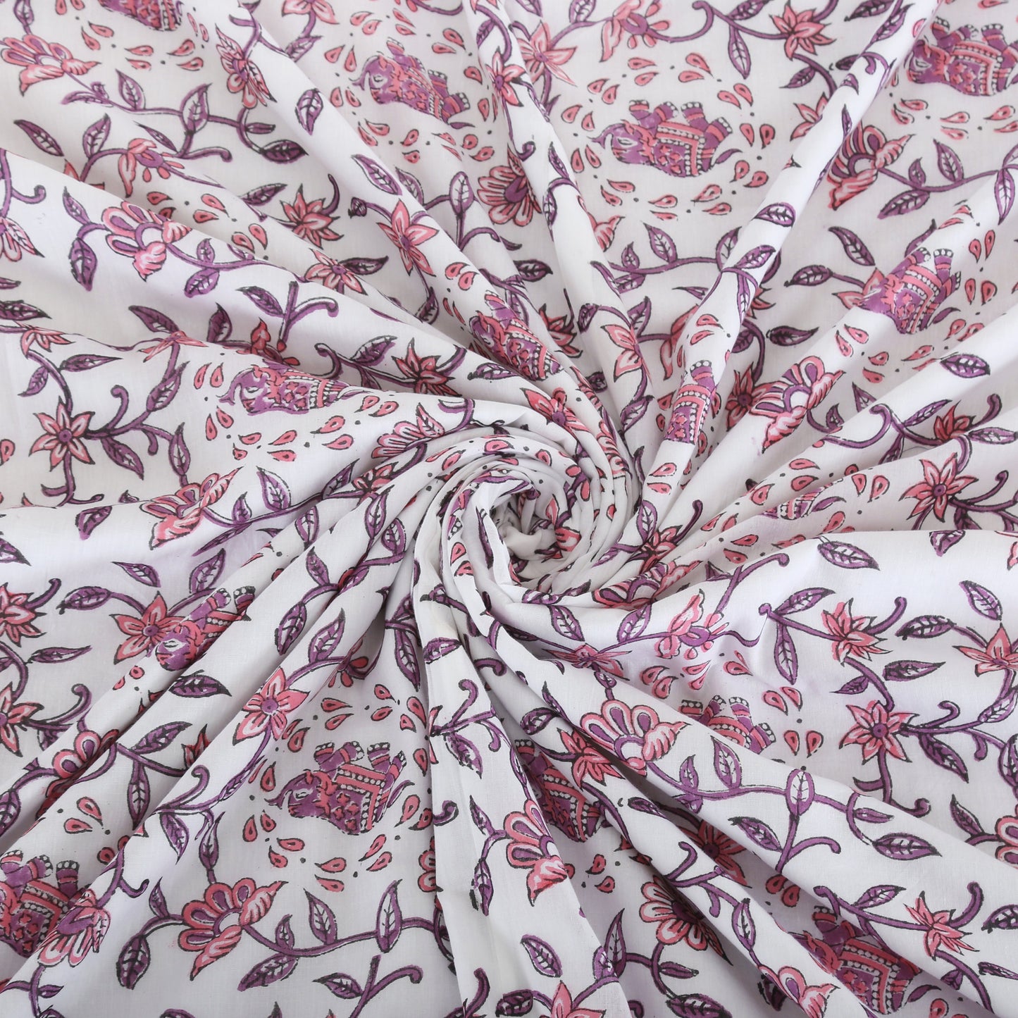 Block Printed Cotton Blanket - Double Dohar ( 90 x 108 Inches) - Pink Floral