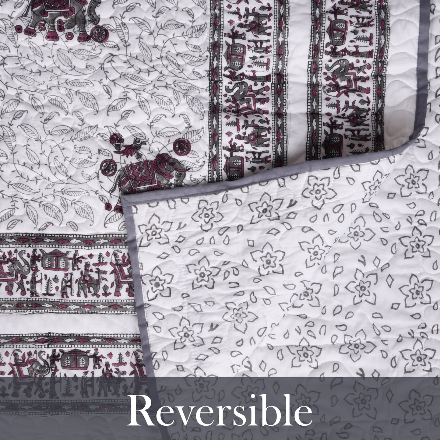 Single bed pure cotton quilted lightweight hand printed blanket (Duvet / comforter 60 x 90 Inches)