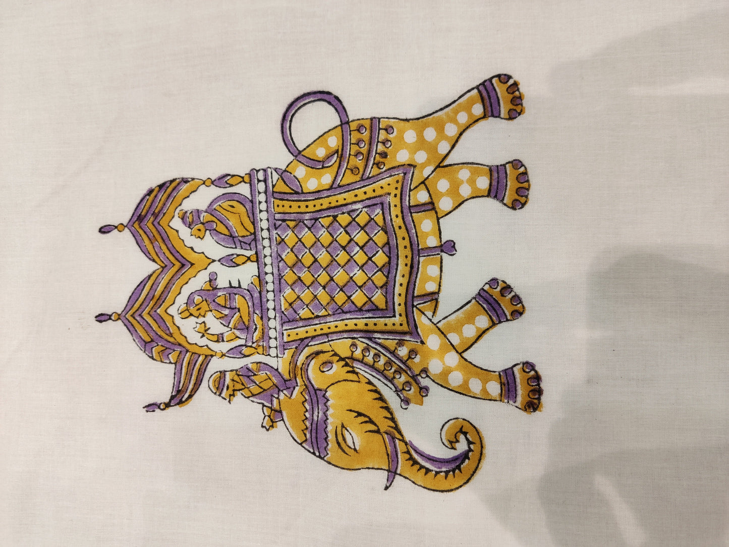 Cotton Blanket - Single Dohar ( 60 x 90 Inches) Orange Purple Elephant