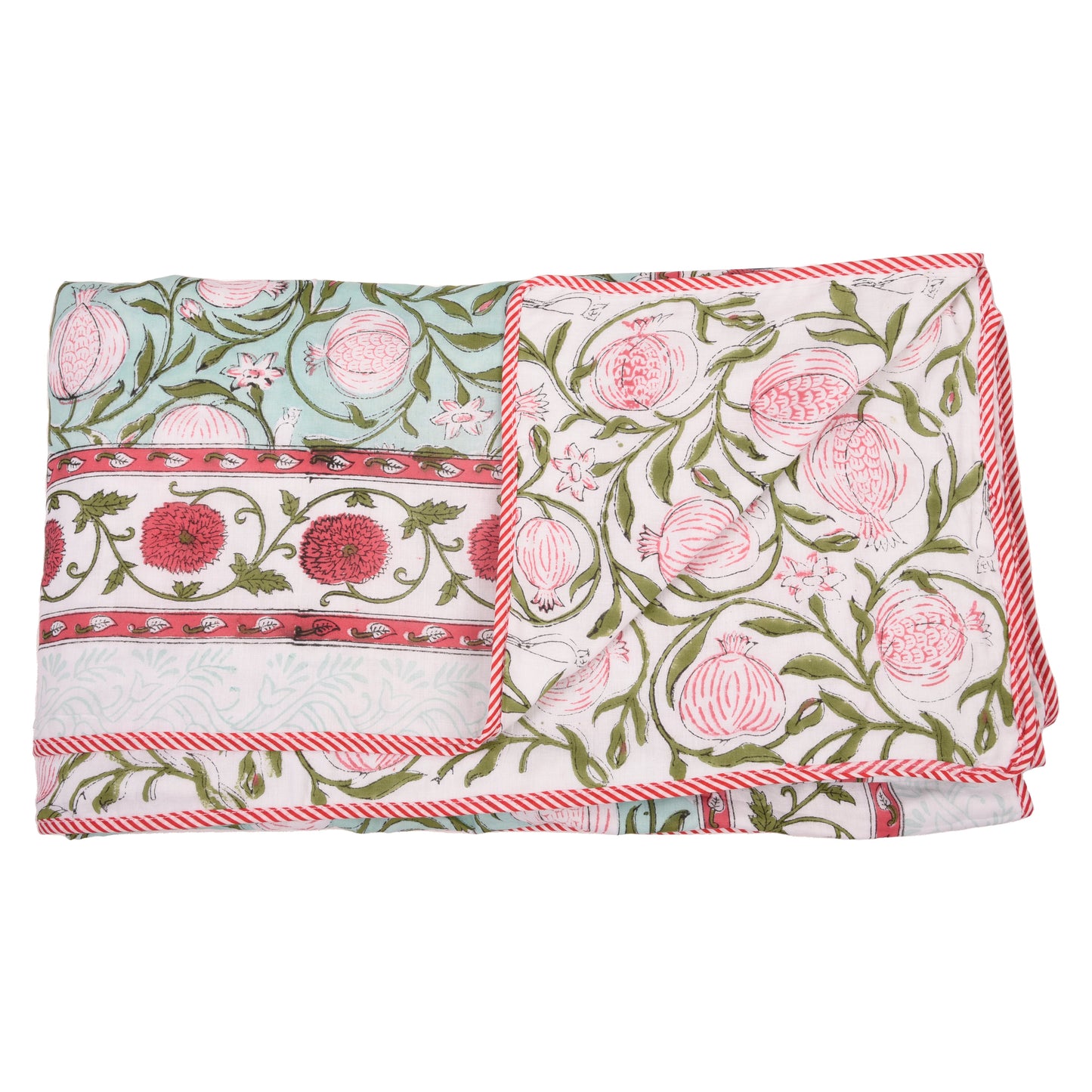 Cotton Blanket - Single Dohar ( 60 x 90 Inches) Red Green Anar