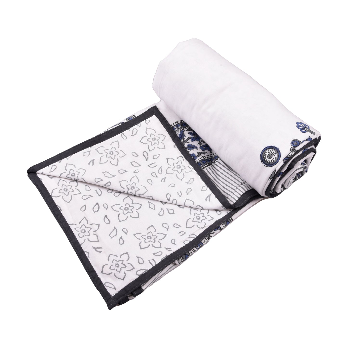 Cotton Blanket - Single Dohar ( 60 x 90 Inches) Blue Grey Elephant