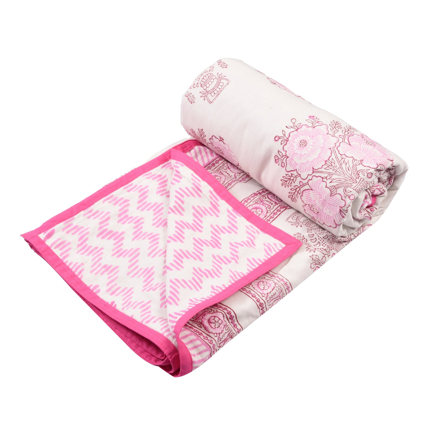Cotton Blanket - Single Dohar ( 60 x 90 Inches) Pink Bouquet