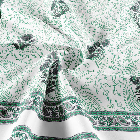 Cotton Blanket - Single Dohar ( 60 x 90 Inches) Green Bouquet