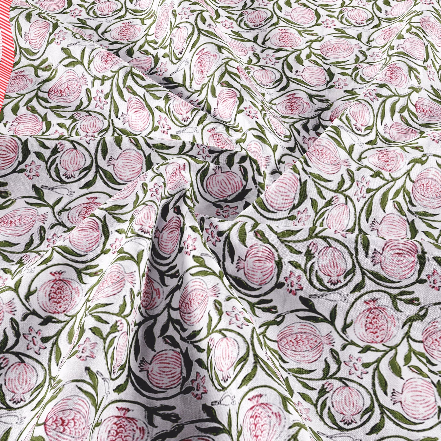 Cotton Blanket - Single Dohar ( 60 x 90 Inches) Red Green Anar