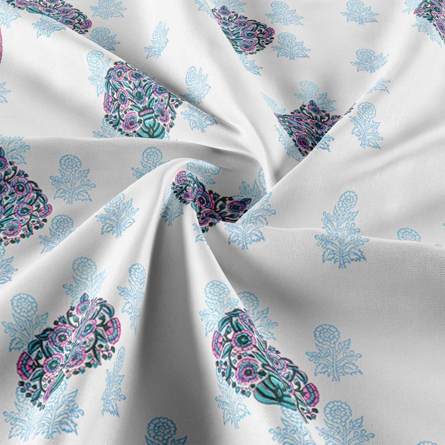 Cotton Blanket - Single Dohar ( 60 x 90 Inches) Blue Purple Bouquet