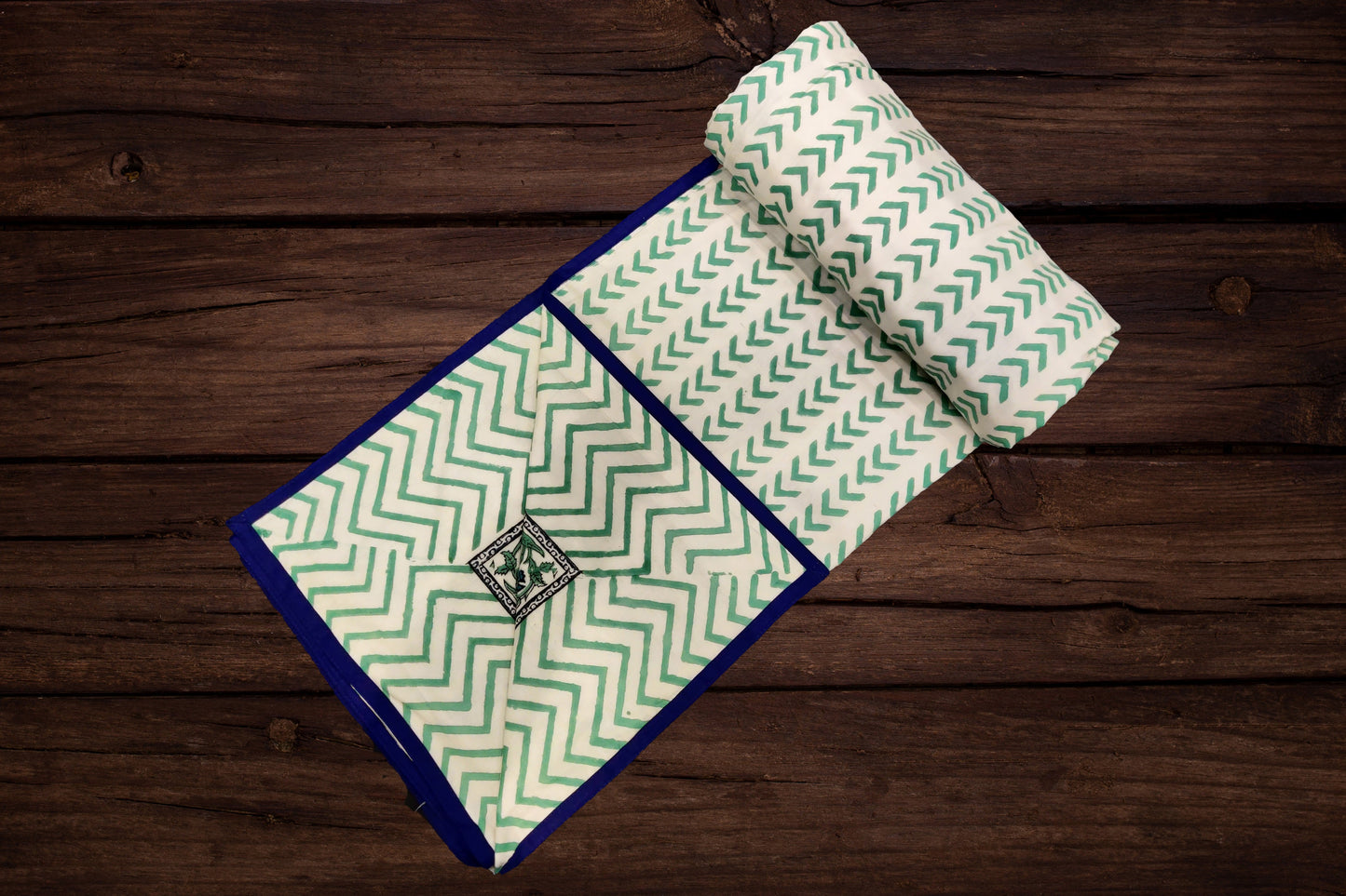 Cotton Blanket - Single Dohar ( 60 x 90 Inches) Dark Blue Bouquet