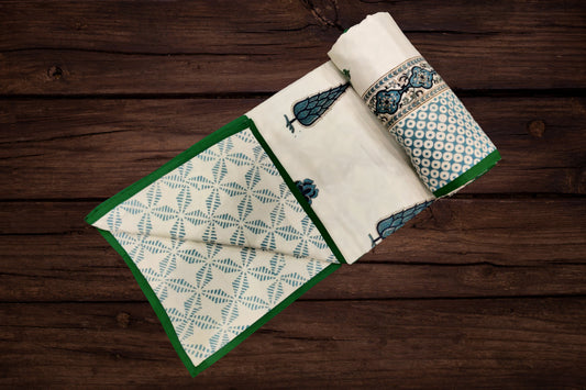 Cotton Blanket - Single Dohar ( 60 x 90 Inches) Dark Blue Palm