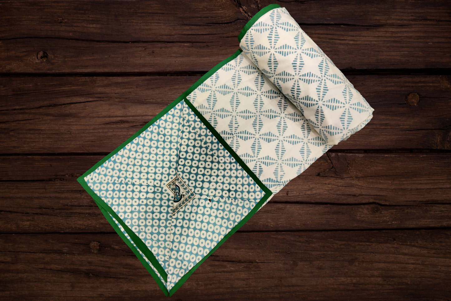 Cotton Blanket - Single Dohar ( 60 x 90 Inches) Dark Blue Palm