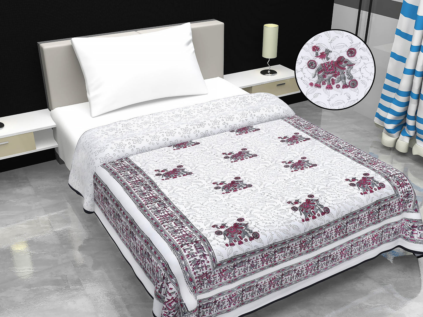 Cotton Blanket - Single Dohar ( 60 x 90 Inches) Grey-Elephant