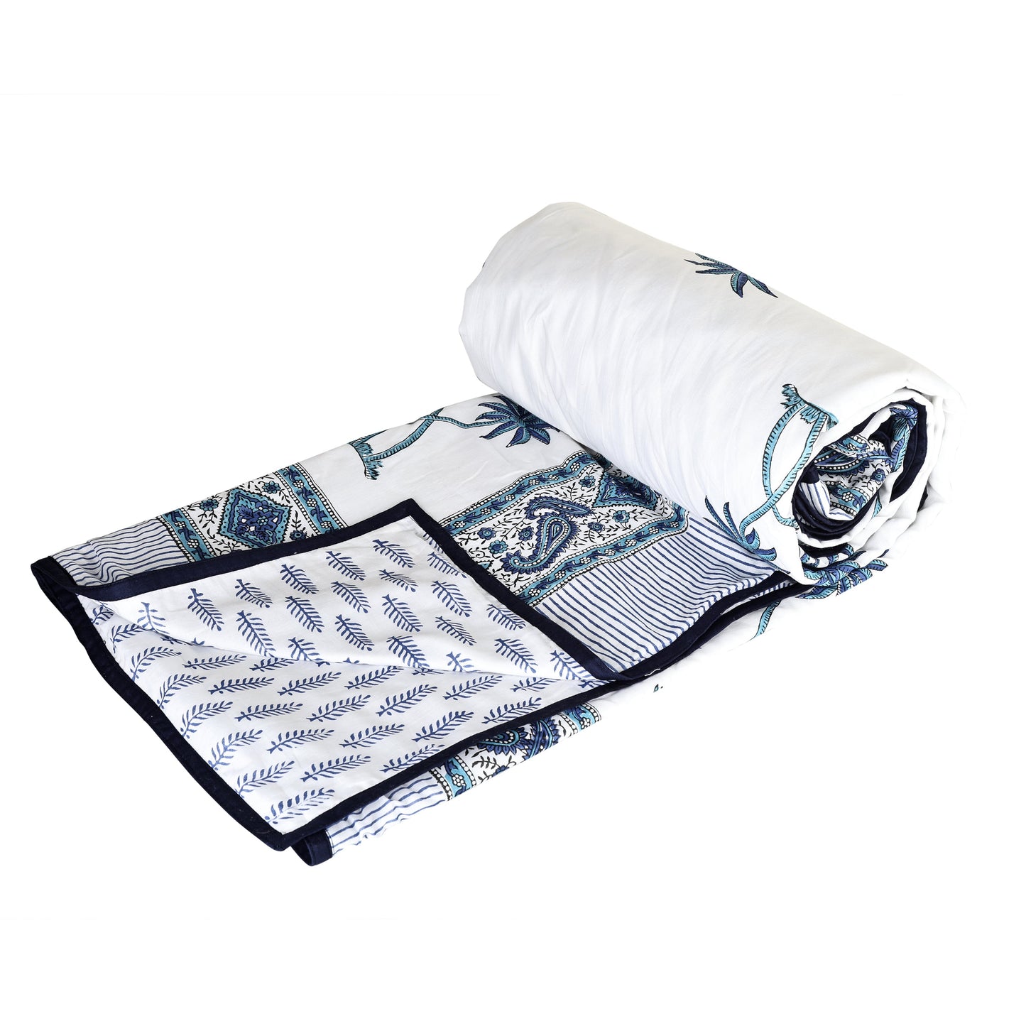 Cotton Blanket - Single Dohar ( 60 x 90 Inches) Blue Coconut Tree