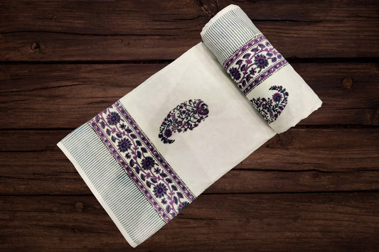 Cotton Blanket - Single Dohar ( 60 x 90 Inches) Pink Blue Paisley