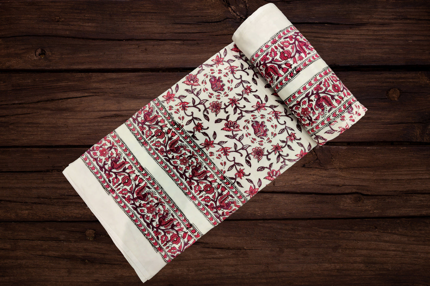 Cotton Blanket - Single Dohar ( 60 x 90 Inches) Pink Floral Net