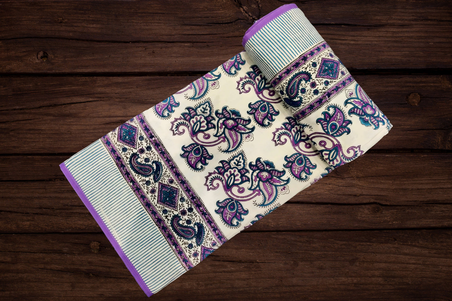 Cotton Blanket - Single Dohar ( 60 x 90 Inches) Purple Blue Flower