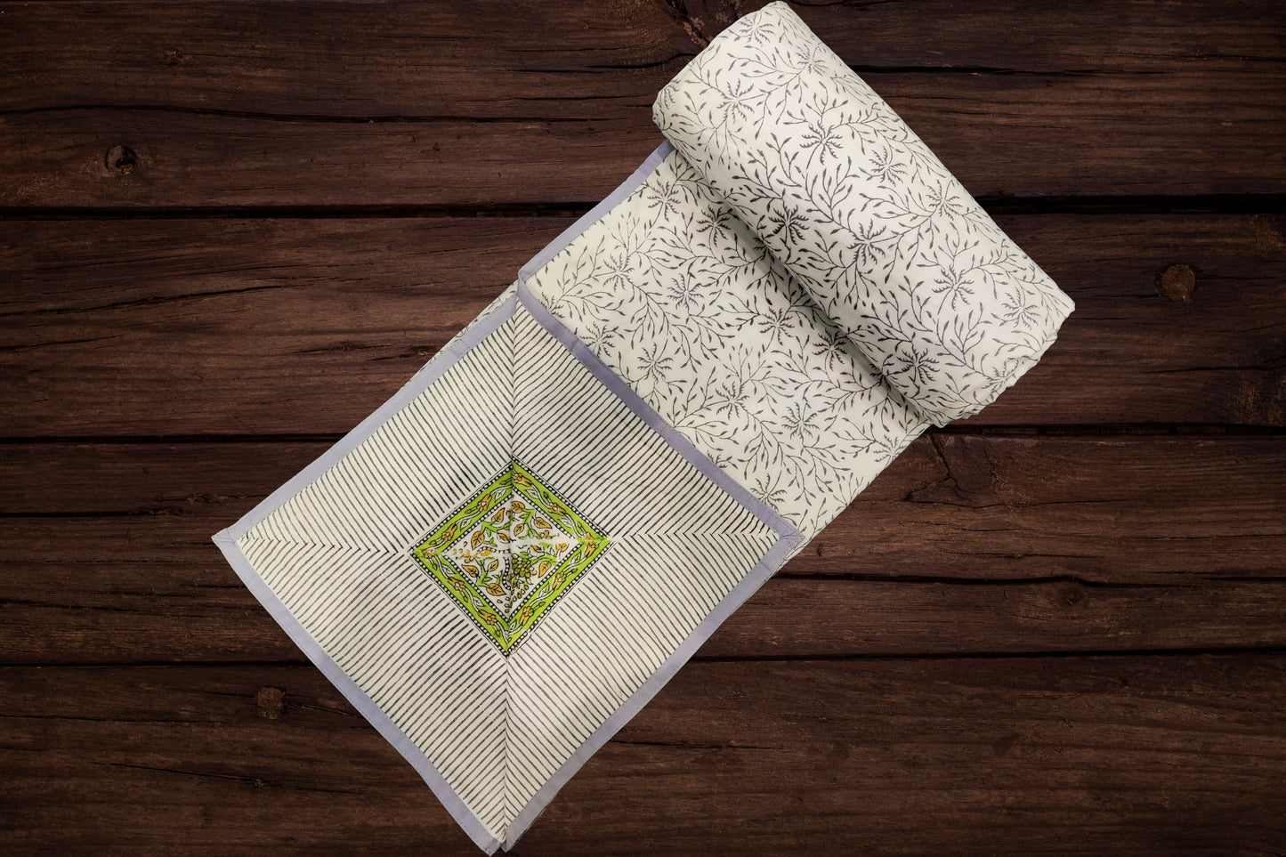 Cotton Blanket - Single Dohar ( 60 x 90 Inches) Yellow Black floral