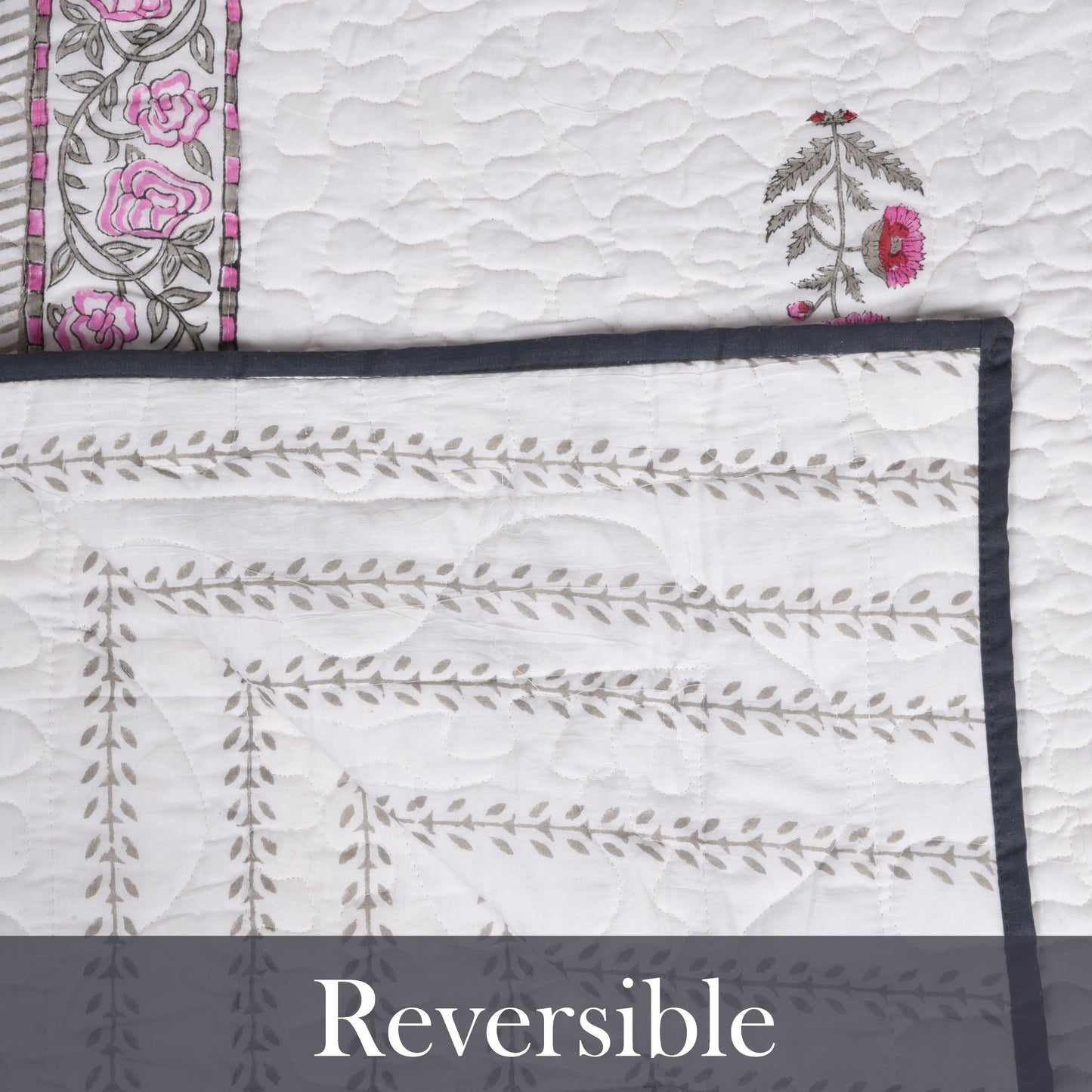 Double bed pure cotton quilted lightweight hand printed blanket (Duvet / comforter 90 x 108 Inches)