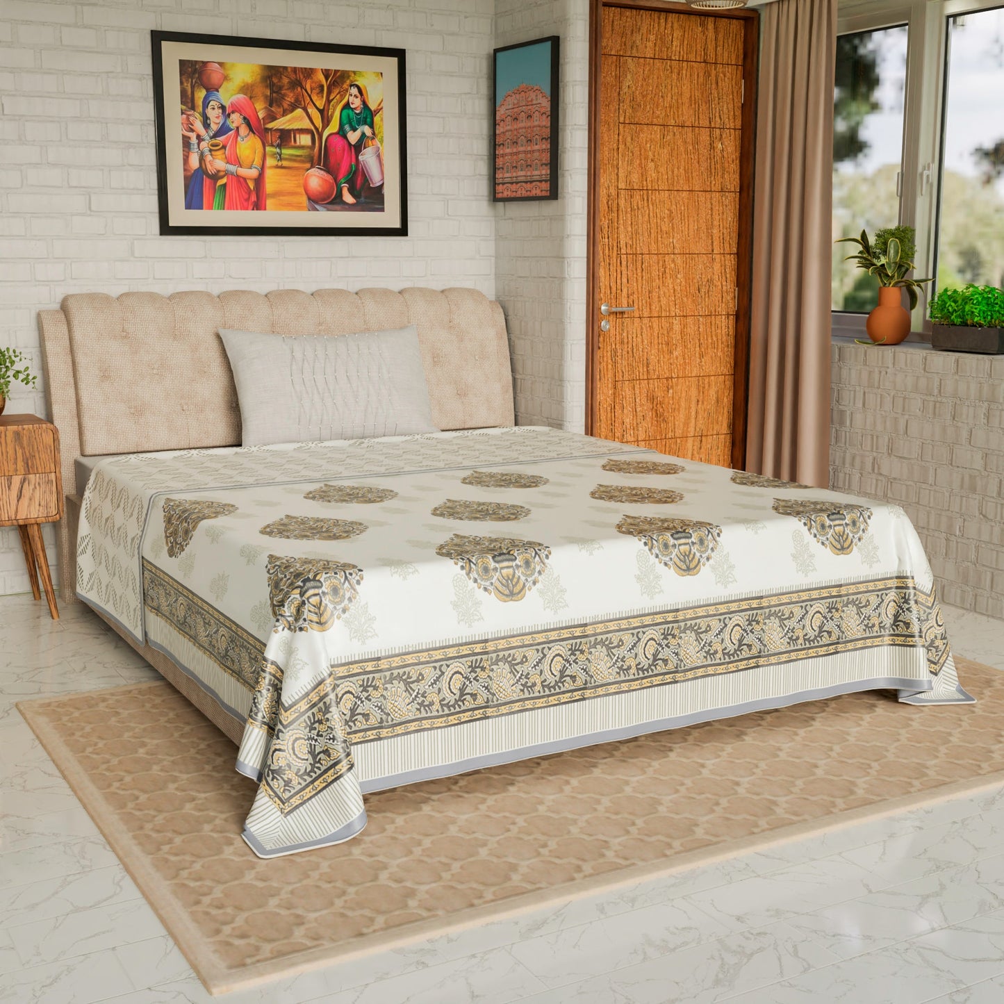 Cotton Blanket - Single Dohar ( 60 x 90 Inches) Mud Grey Pot