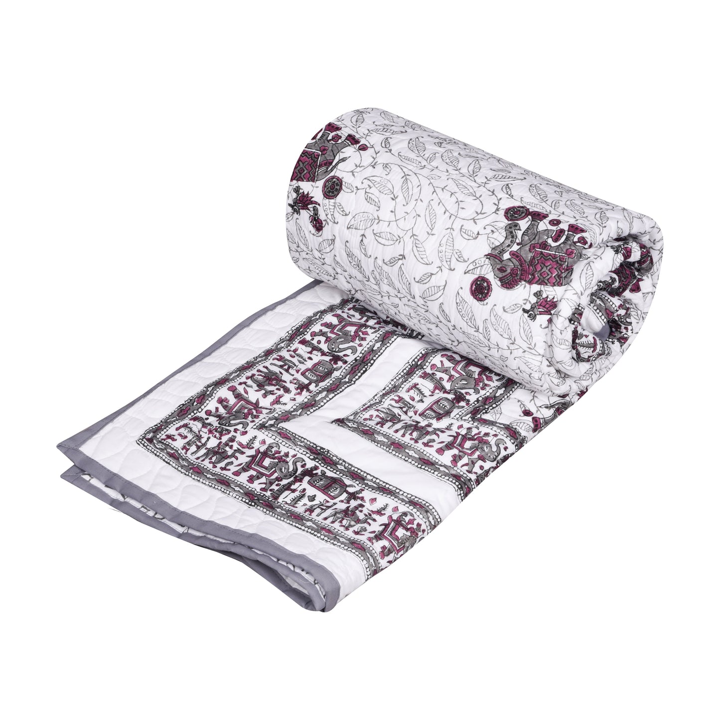 Single bed pure cotton quilted lightweight hand printed blanket (Duvet / comforter 60 x 90 Inches)